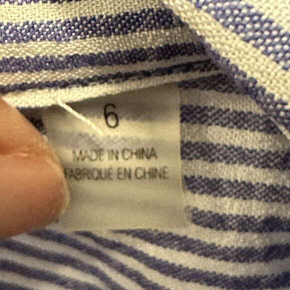 Tahari Women 6 Dress Midi A-line Button Down Sleeveless Striped Blue - Picture 10 of 14